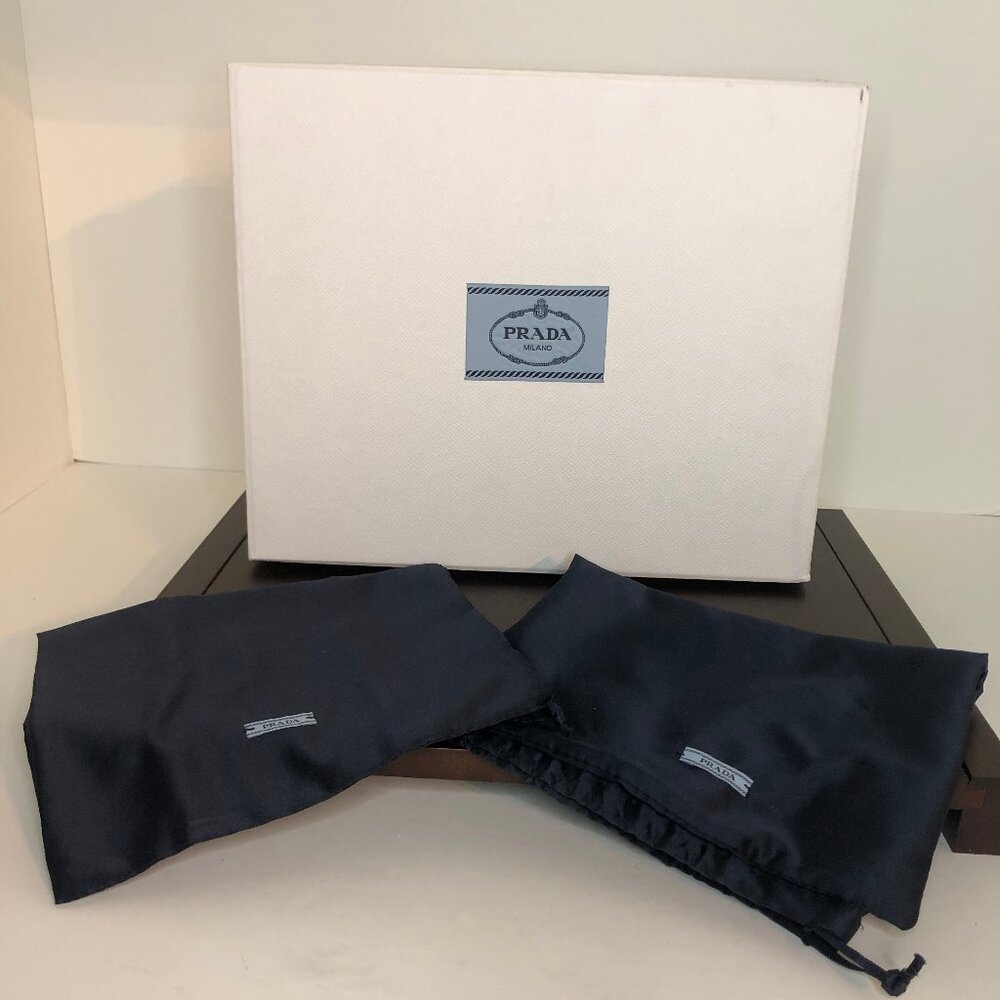 Prada Gift or Shoe Box w/ Two Navy Dust Bags